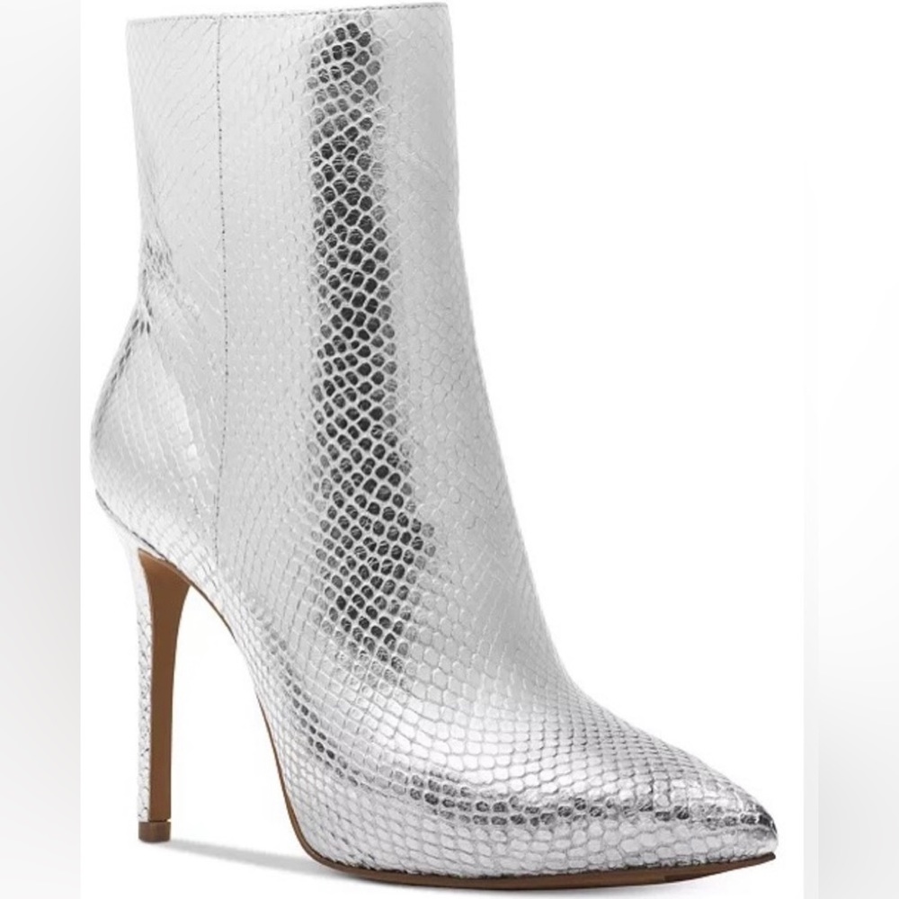 🤍NIB MICHAEL KORS LEONA METALLIC EMBOSSED LEATHER BOOTIE